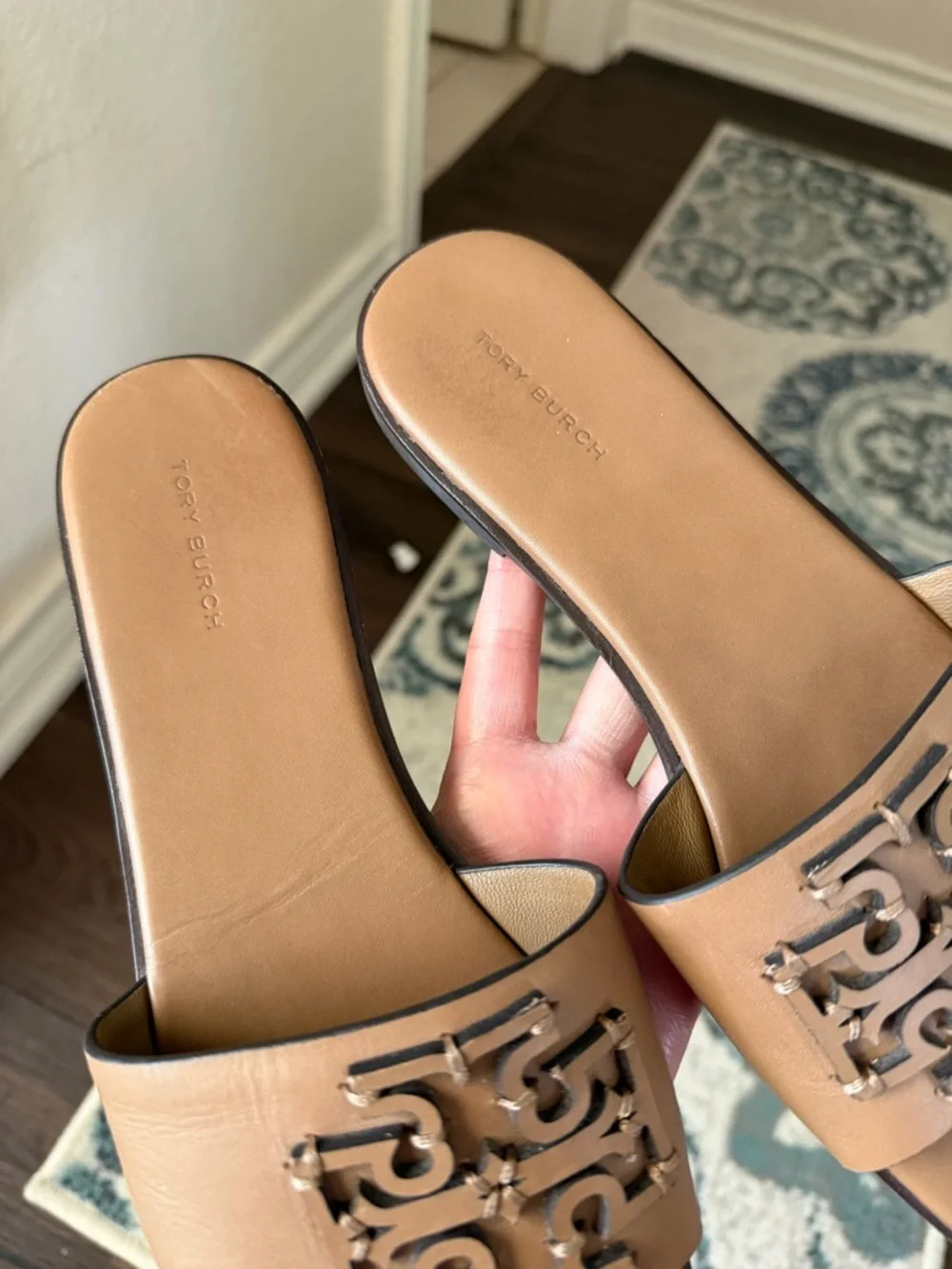 Tory Burch Almond Flour Calf Leather Ines Slide